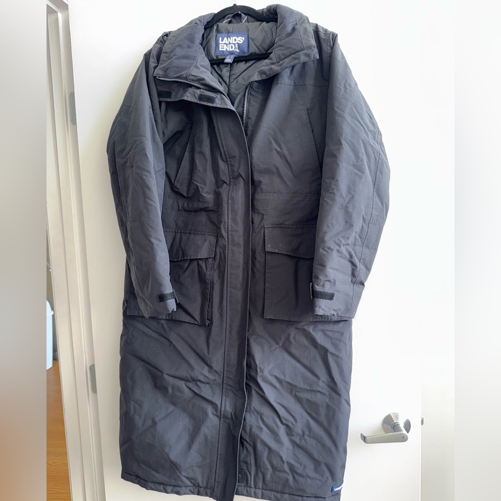 Lands' End Black Quilted Puffy Jacket